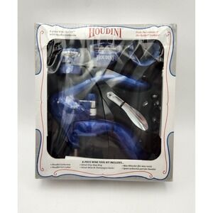 Metrokane Houdini Lever Style Corkscrew Wine Opener Set Blue 6 Piece